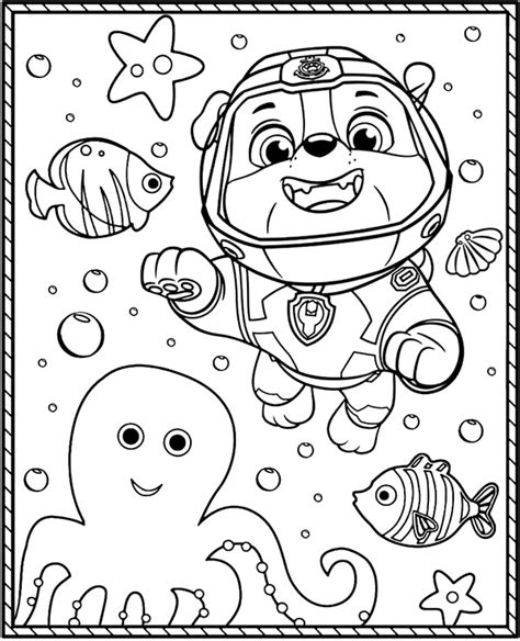 Paw Patrol coloring page with Rubble - Topcoloringpages.ne