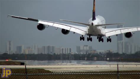 A380 Crosswind Hard Landing At Miami YouTube