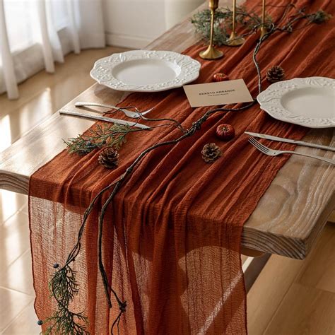 Keketo Terracotta Table Runner Cheesecloth Rust Gauze Inch Ft