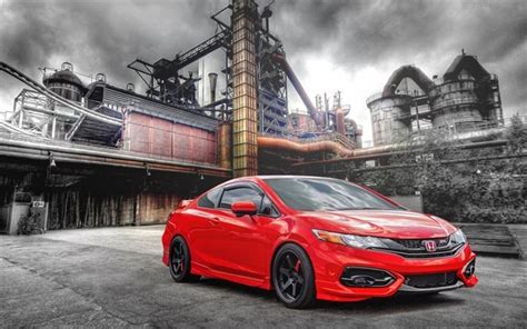 Download wallpapers Honda Civic, 2016, coupe, red Honda, red Civic for ...