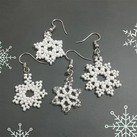 Beaded Snowflake Earrings Making At Home Diy Seed Bead Earrings