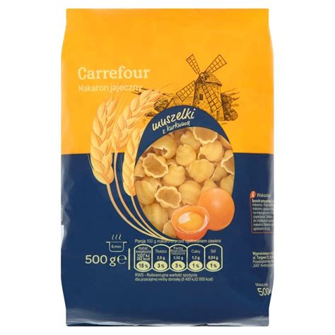 Carrefour Makaron jajeczny muszelki z kurkumą 500 g Zakupy online z