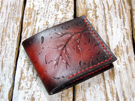 Hand Tooled Men's Leather Wallet "M" / Handmade Wallet - ByBodzi