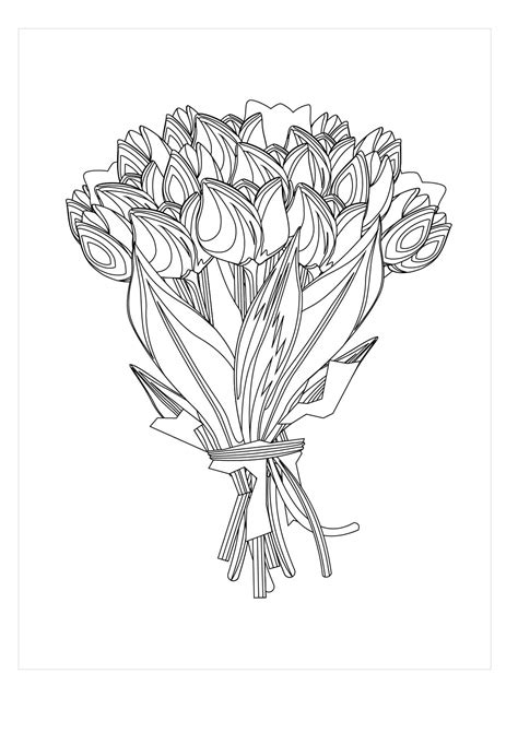 Ramo De Flores De Tulipán Para Colorear Imprimir E Dibujar
