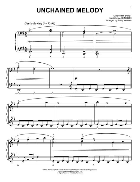 Phillip Keveren Unchained Melody Sheet Music Notes Chords Score