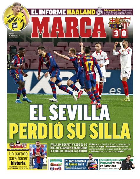 Todays Papers Sevilla Lose Place In Copa Del Rey Final After Epic Barcelona Comeback