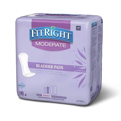 Fitright Incontience Bladder Control Pads Moderate Absorbency 16