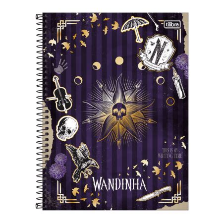 Caderno Espiral Capa Dura Universitário 1 Materia 80 folhas Wandinha