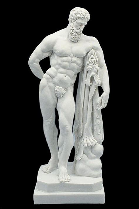 Hercules Sculpture Ancient Greek Roman Mythology Marble Handmade