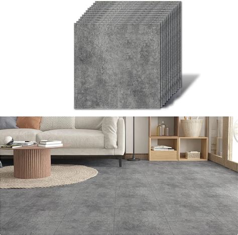 Veelike Grey Vinyl Flooring Self Adhesive Floor Tiles Bathroom