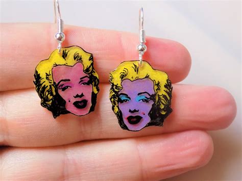 Marilyn Monroe Pop Art Earrings Andy Warhol Earrings Pop Etsy Uk Art Earrings Pop Jewelry