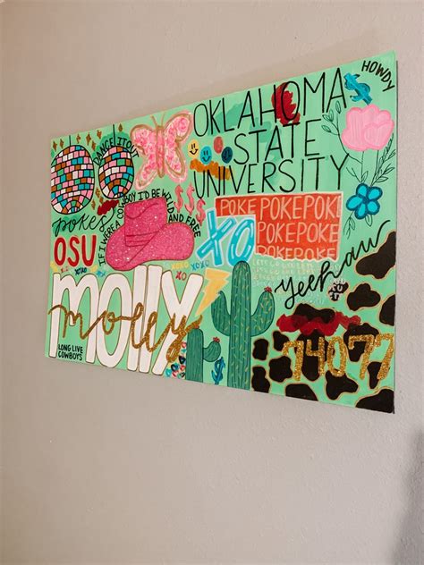 College Cowgirl” Dorm Paintings College Canvas Art Pink Canvas Art