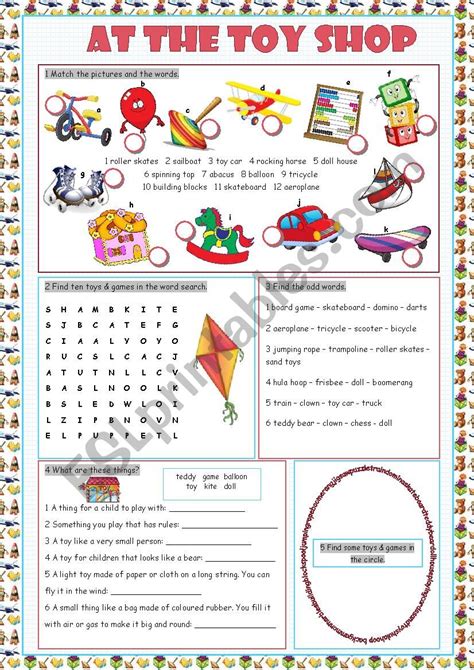 At The Toy Shop Vocabulary Exercises Esl Worksheet By Kissnetothedit