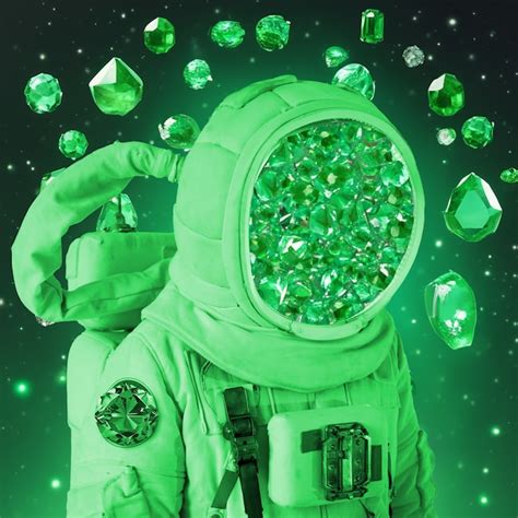 Collage De Astronauta De Piedras Preciosas Esmeralda Foto Gratis