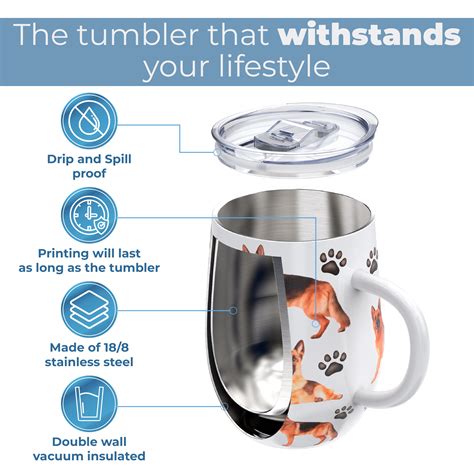 German Shepherd Egg Shaped Insulated Stainless Steel Tumbler 12oz
