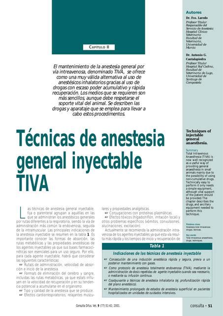 T Cnicas De Anestesia General Inyectable Vetery Books Udocz