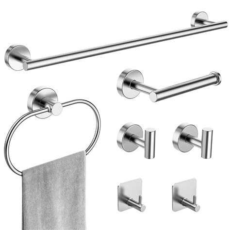 7 Piece Bathroom Set 24 Towel Bar Toilet Paper Holder Towel Ring