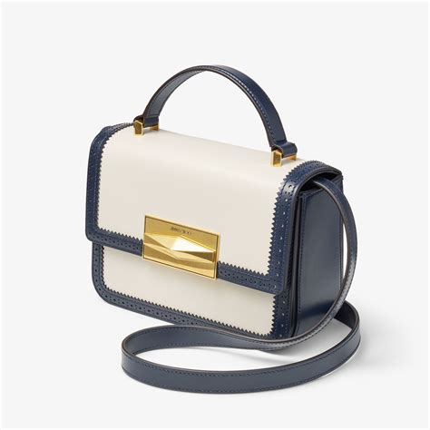 Diamond Navy And Latte Leather Top Handle Bag Jimmy Choo Au