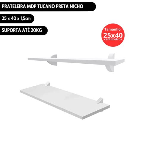 Prateleira MDP 25x40 Suporte Tucano Branca Nicho Multivisão Shopee Brasil