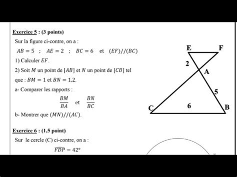 Correction d examen Normalisé Local 2024 Maths 3 ème année collège