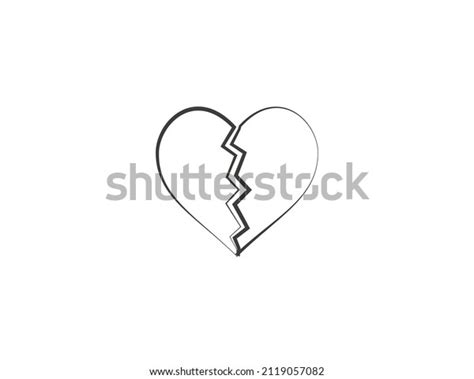 Broken Heart Outline Icon Vector Illustration Stock Vector Royalty