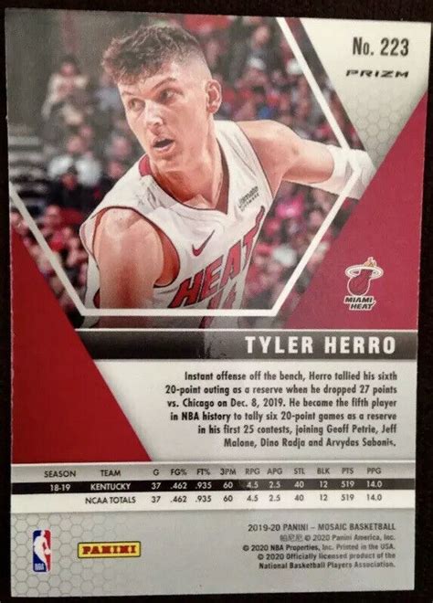 Panini Prizm Mosaic Tyler Herro Rookie Card Rc Pink Camo Miami