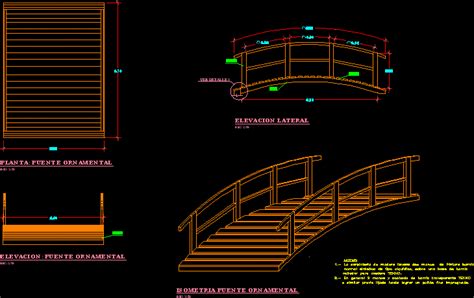 Puente Pasarella De Madera En DWG 91 40 KB Librería CAD