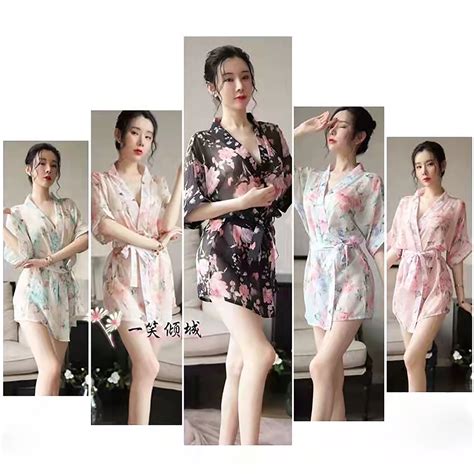 Jual HOT GAUN MALAM MOTIF BUNGA SEKSI KIMONO LINGERIE KIMONO