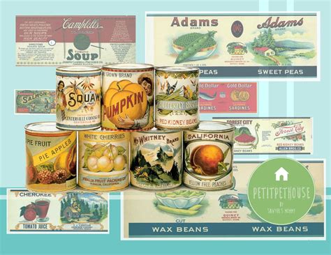 Printable 1 12 Miniature Vintage Canned Food 34 Pieces For Etsy Diy