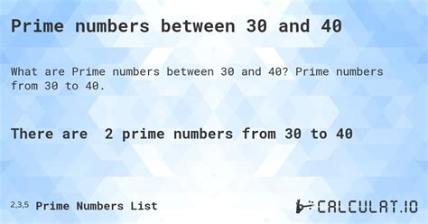 Prime Numbers Between 30 And 40 Calculatio