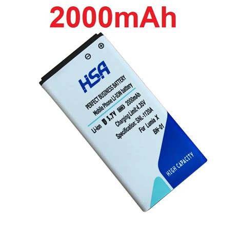 New 2000mAh BN 01 BN01 BN 01 Mobile Phone Battery For Nokia Lumia X