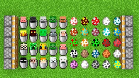 All Mobs Buckets All Mobs Spawn Eggs Youtube