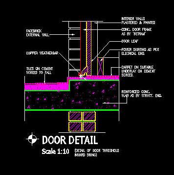 CAD Architect | Cad Details Doors - Balcony Door Threshold Detail 1