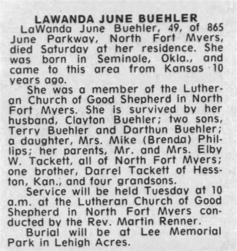 Obituary For Lawanda June Buehler ™