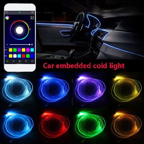 Led Car Interior Decorative Ambient Light Backlight EL Neon Strip RGB