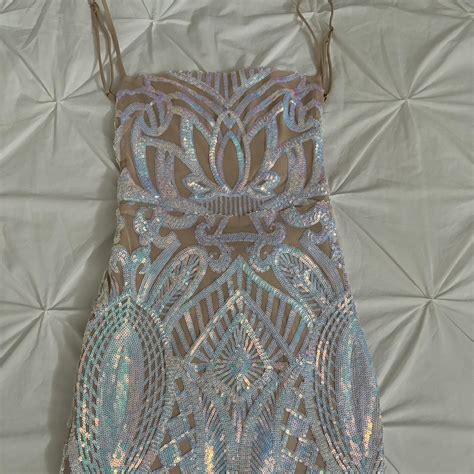 Lucy In The Sky Strappy Dress In Nude Iridescence Depop