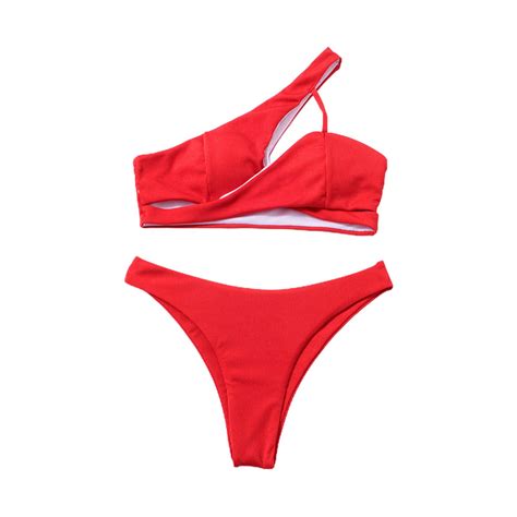 Xiuh Bikini Set For Women Women S Swimwear Solid Color Split Swimsuit