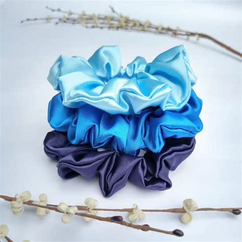 Blue Satin Scrunchie Set Of Ruby Scrunchie Co