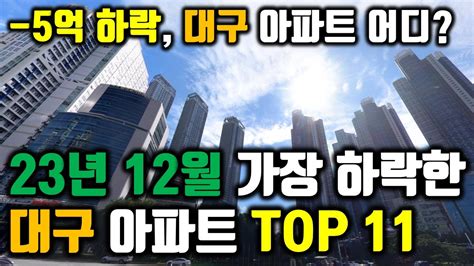 2023년 12월 가장 하락한 대구 아파트 Top11ㅣ대구 최저가 아파트 2023년 12월 대구 아파트 실거래 분석 아파트