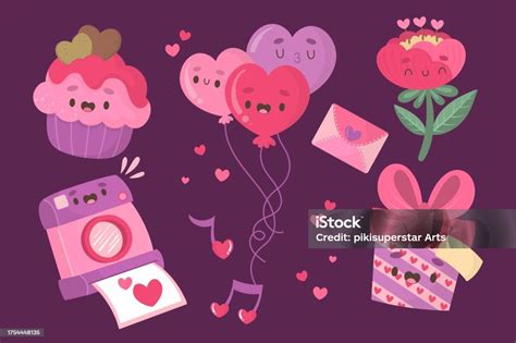 Hand Drawn Valentine Day Element Collection Design Vector Illustration Stock Illustration