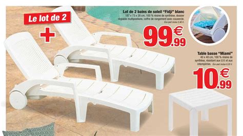 Promo Lot De Bains De Soleil Fidji Blanc Table Basse Miami Chez