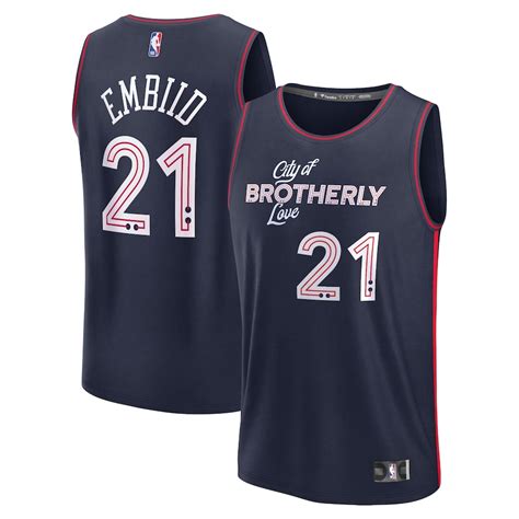 Mens Philadelphia 76ers Joel Embiid Fanatics Navy Fast Break Jersey City Edition