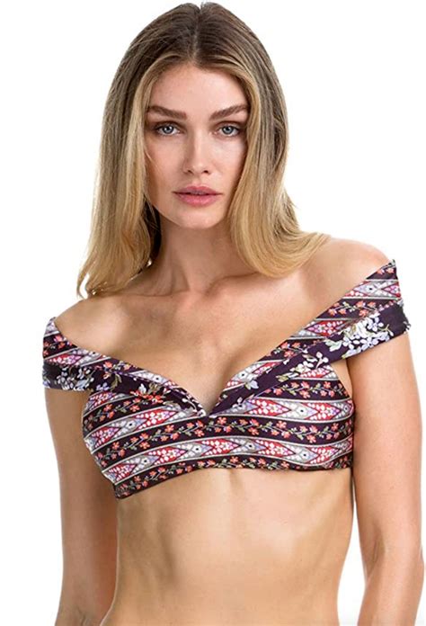 Becca L74002 Womens Multicolor Off The Shoulder Bikini Swimsuit Top