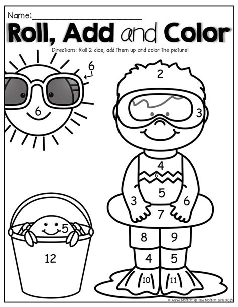 Summer Color By Number Worksheets