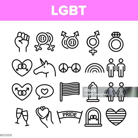 Lgbt Lgbtq Movement Linear Vector Icons Set Stock Illustration