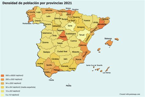 Densidad De Poblaci N Por Provincias Espa A Mapas De Usuario