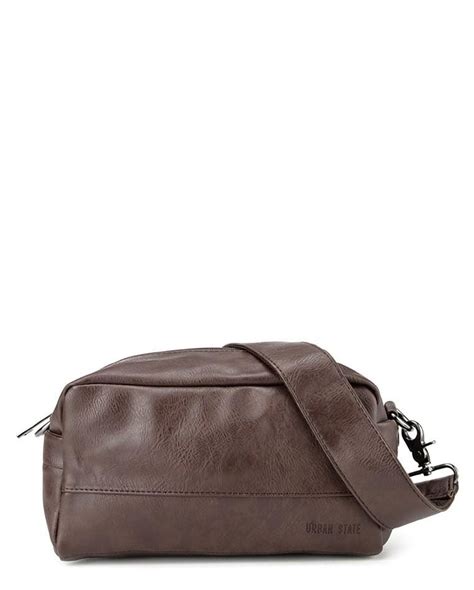 Distressed Leather Crossbody Pouch Dark Brown Urban State Indonesia