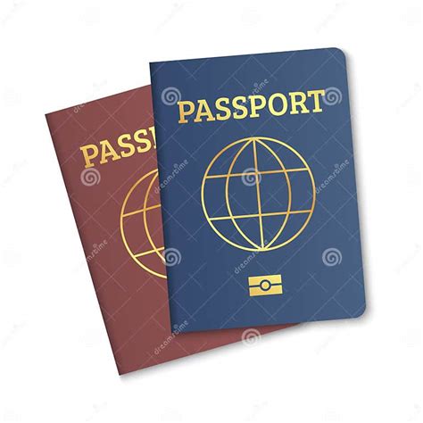 International Passport Cover Red And Blue Template Vector Biometric