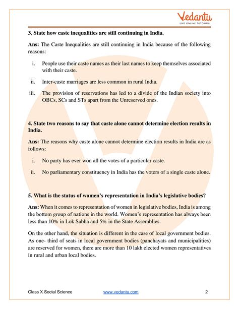 Solution Ncert Solutions For Class 10 Social Science Democratic Politics Chapter 4 Gender