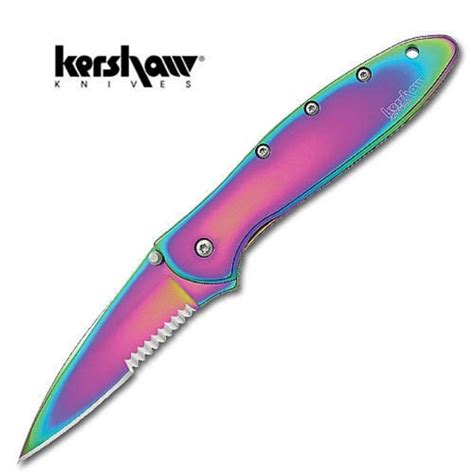 Kershaw Serrated Leek Rainbow Folding Knife Kennesaw Cutlery